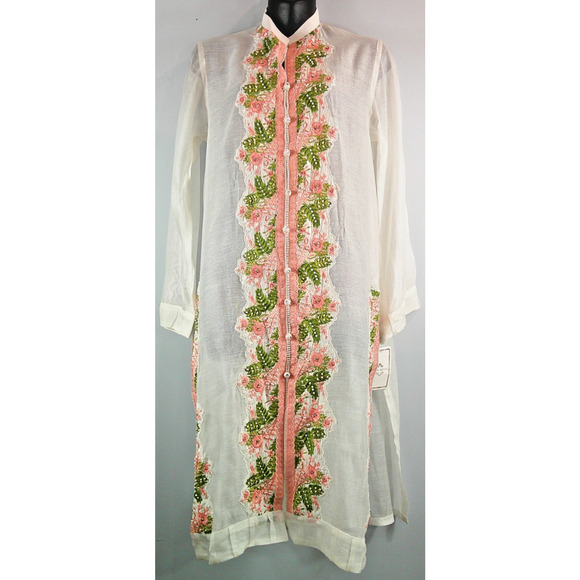 Agha Noor Light Peach/Beige Organza Embroidered Formal Kameez kurti Women-Medium - Picture 1 of 6